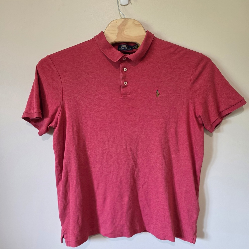 Polo Ralph Lauren Polo Shirt Mens XL Pink‎ Classic Fit Short Sleeve Preppy